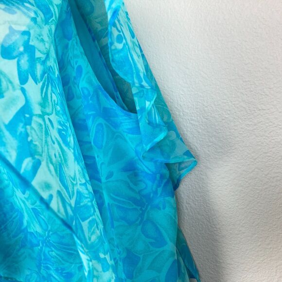 Drapers and Damons Asymmetrical Ruffle Tiered Blouse Size Petite LP Blue - Picture 3 of 7